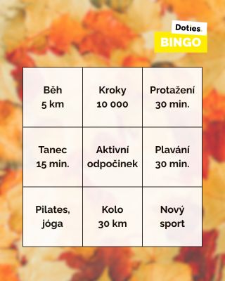 🪑 Bingo, co tě opravdu zvedne ze židle! Cílem je do konce října vyškrtnout 3 políčka horizontálně, vertikálně nebo...